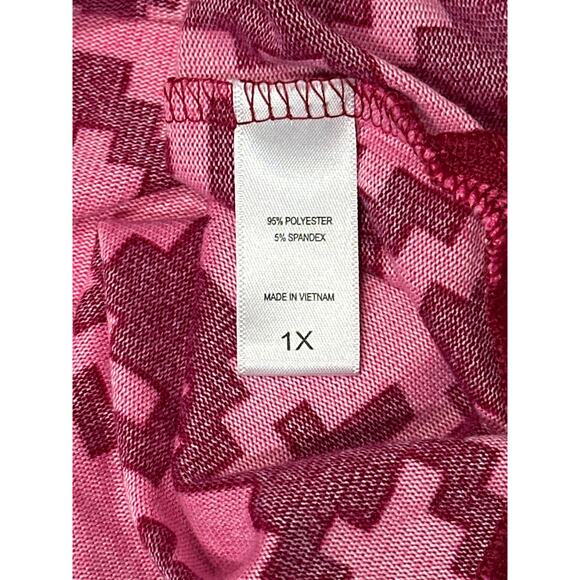 Comfort Code by CuddlDuds Brushed Ultra Knit Henley Lounger Dress Red Pink Sz 1X - Picture 9 of 10